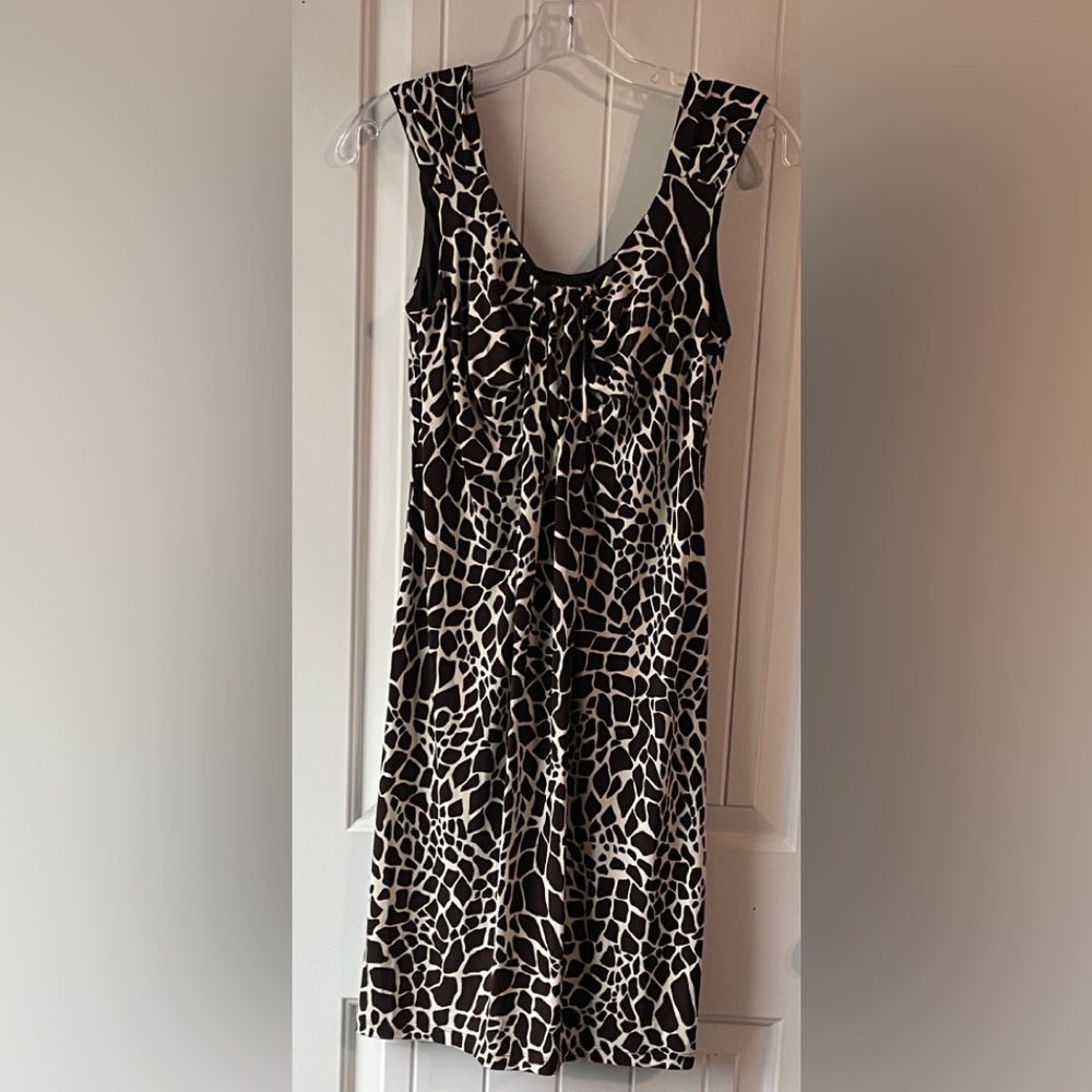 Enfocus Studio Black and White Animal Print Midi Dress